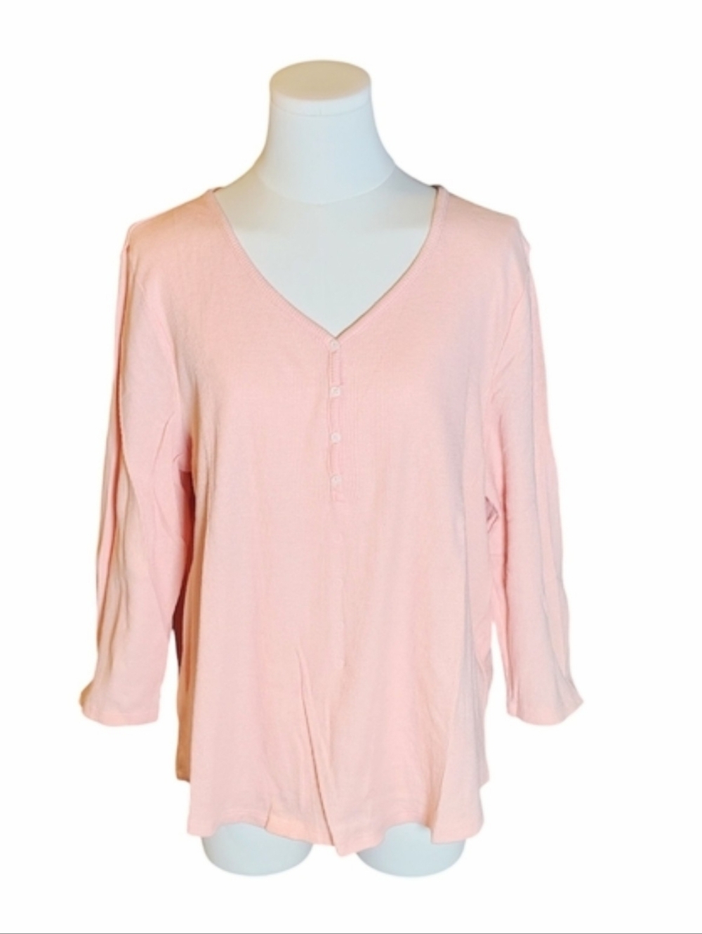 Nwot Style & Co. Light Pink V Neck Thermal Waffle Knit Tee Size Extra Large